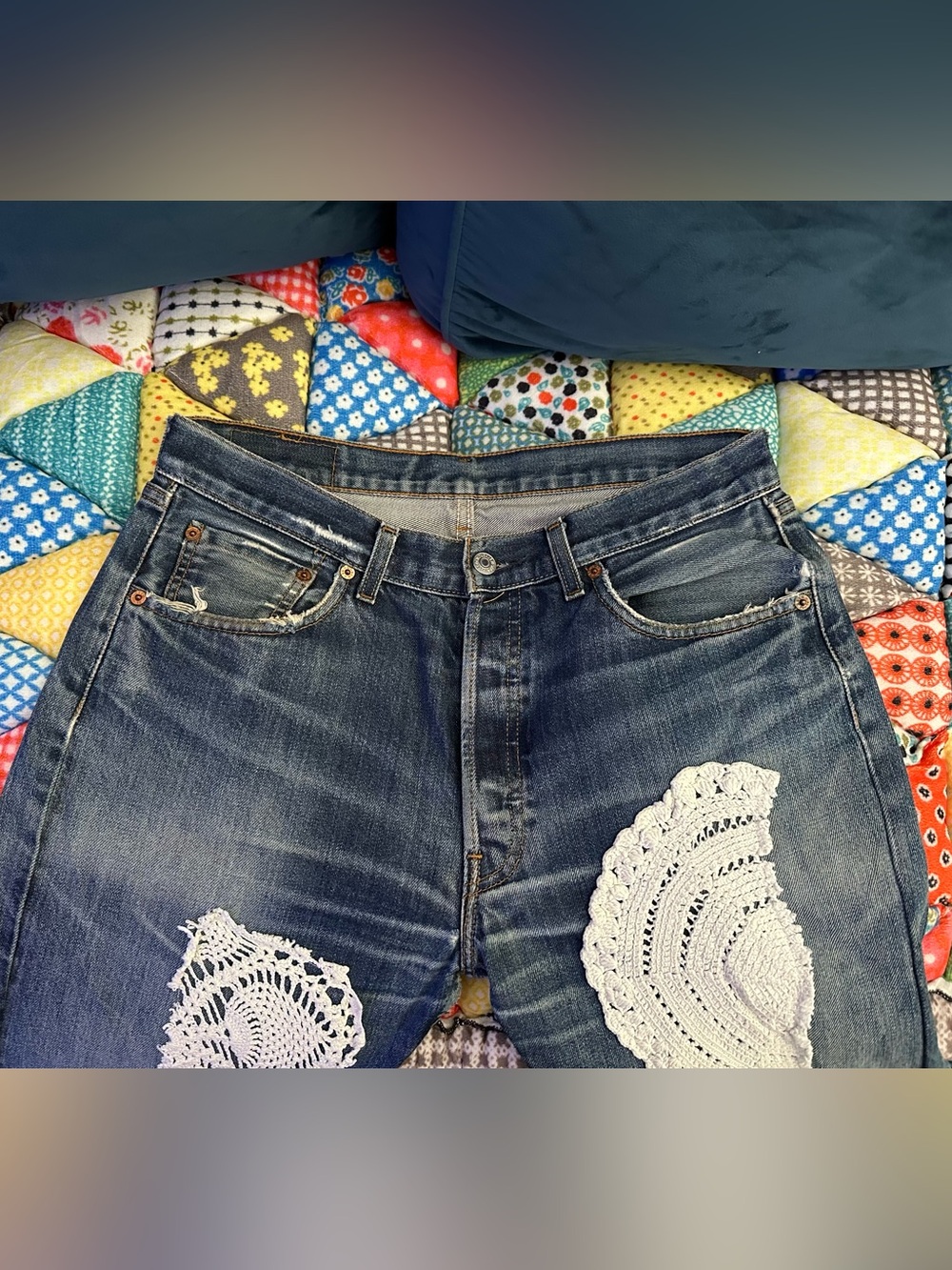 Urban Renewal Remade Levi's Doily Patch Jean - Urban outfitters